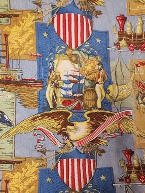 Vintage 60's Schwartz Liebman Patriotic American Themes Table Cloth 56"x93"